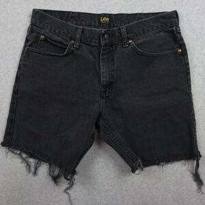 Lee Jean Shorts Mens 34 Regular Fit Cut-Off Casual‎ 5-Pocket Cotton Denim Black